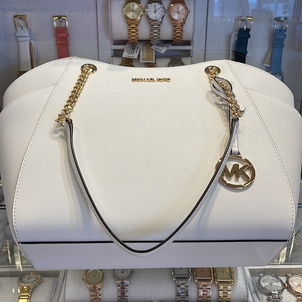 Michael Kors Jet Set Lg Saffiano Leather Chain Shoulder Tote MK
Optic White 
NWT - Picture 14 of 16